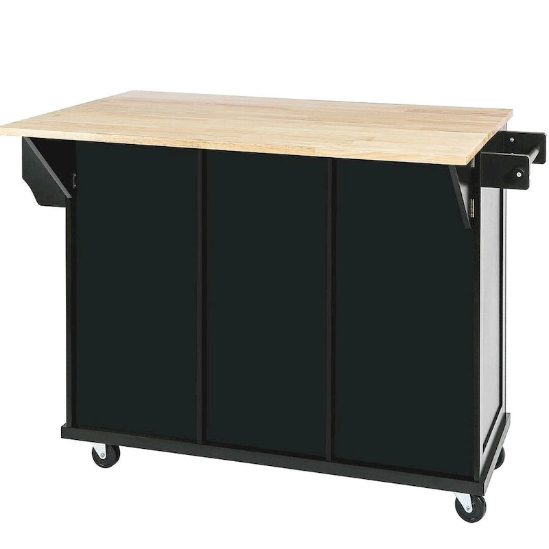Black/Mint Green/White/Blue Drop-Leaf Rolling Kitchen Island Cart with Storage