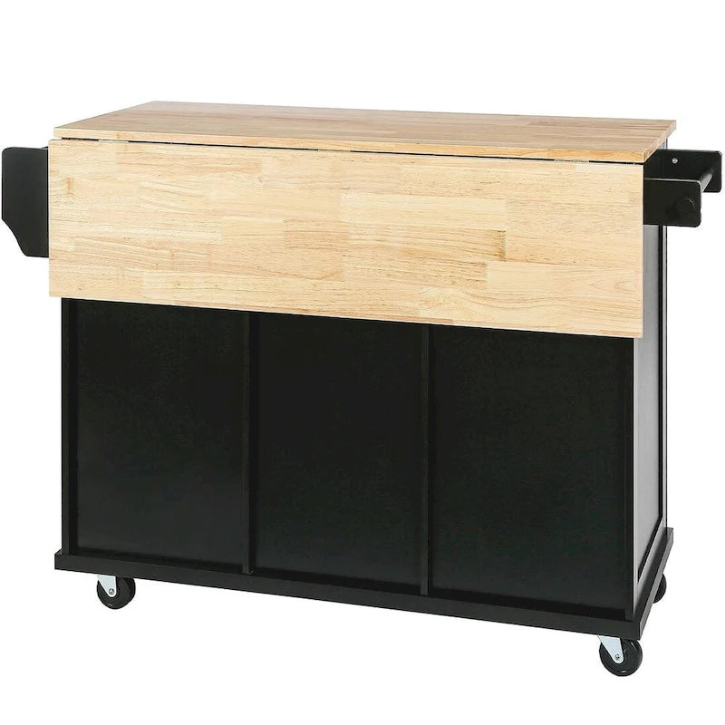 Black/Mint Green/White/Blue Drop-Leaf Rolling Kitchen Island Cart with Storage