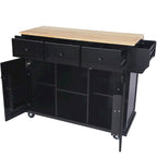 Black/Mint Green/White/Blue Drop-Leaf Rolling Kitchen Island Cart with Storage