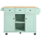 Black/Mint Green/White/Blue Drop-Leaf Rolling Kitchen Island Cart with Storage
