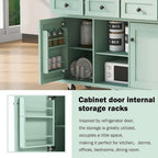 Black/Mint Green/White/Blue Drop-Leaf Rolling Kitchen Island Cart with Storage