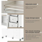 White / Black / Blue / Grey Blue Rolling Kitchen Island with Drop Leaf, 2 Doors & 3 Drawers, 1-Person Use