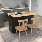 White / Black / Blue / Grey Blue Rolling Kitchen Island with Drop Leaf, 2 Doors & 3 Drawers, 1-Person Use
