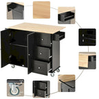 White / Black / Blue / Grey Blue Rolling Kitchen Island with Drop Leaf, 2 Doors & 3 Drawers, 1-Person Use