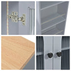 Grey-blue / Navy Blue / White Rolling Kitchen Island with Extended Table, for 1 Person, on Wheels