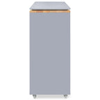 Grey-blue / Navy Blue / White Rolling Kitchen Island with Extended Table, for 1 Person, on Wheels