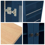 Grey-blue / Navy Blue / White Rolling Kitchen Island with Extended Table, for 1 Person, on Wheels