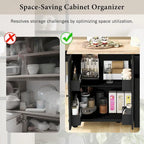 Black / White / Grey+Blue Rolling Kitchen Island with Drop Leaf, 2-Door Cabinet & 2 Drawers