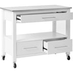 White Stainless Steel Top Kitchen Cart, Freestanding, 1-Person Use
