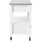 White Stainless Steel Top Kitchen Cart, Freestanding, 1-Person Use