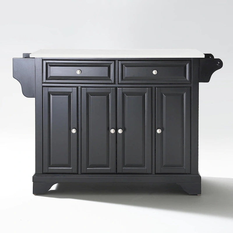 Black Granite Top Stationary Kitchen Island