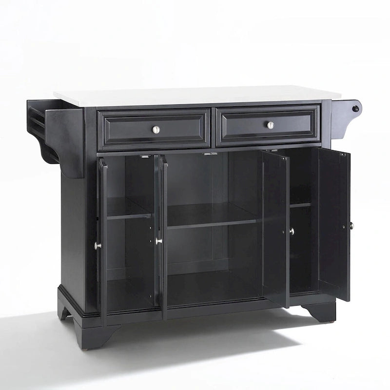 Black Granite Top Stationary Kitchen Island