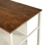 Walnut Stationary Kitchen Island, Wood Butcher Block Top, 2 Shelves (1–2 Person)