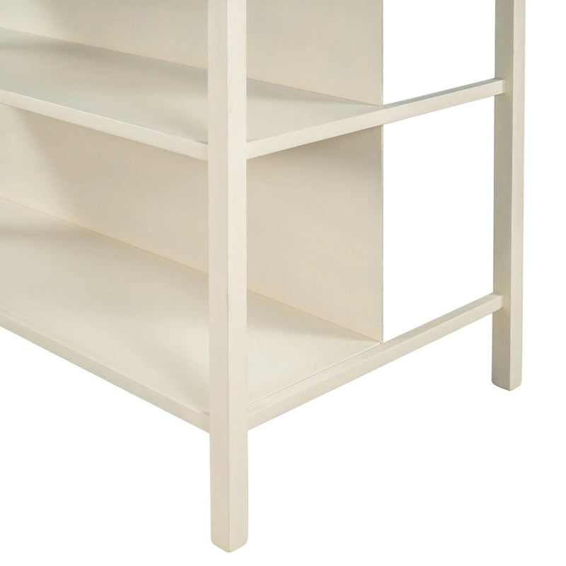 Walnut Stationary Kitchen Island, Wood Butcher Block Top, 2 Shelves (1–2 Person)