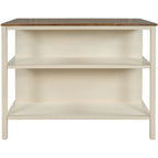 Walnut Stationary Kitchen Island, Wood Butcher Block Top, 2 Shelves (1–2 Person)