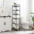 Black Multi-Tier Rolling Storage Cart with Lockable Wheels, 1-Person Assembly