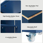 Navy Blue / Grey Blue / White Kitchen Island with LED Lights & Side Shelves