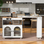 Navy Blue / Grey Blue / White Kitchen Island with LED Lights & Side Shelves