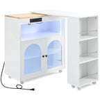 Navy Blue / Grey Blue / White Kitchen Island with LED Lights & Side Shelves