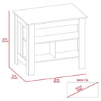 White & Walnut Kitchen Cart with Wood Countertop