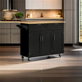 Black Mobile Kitchen Island Cart with Storage, Drawers & Wheels
