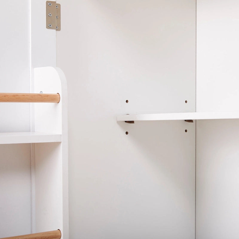 White/Grey Rolling Kitchen Island Cart with Drop Leaf Wood Top, Drawer & Storage Rack, 2-Door