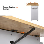 White/Grey Rolling Kitchen Island Cart with Drop Leaf Wood Top, Drawer & Storage Rack, 2-Door