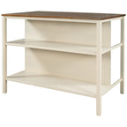 Walnut Stationary Kitchen Island with Wood Top, Seats 2–4