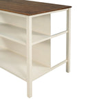 Walnut Stationary Kitchen Island with Wood Top, Seats 2–4