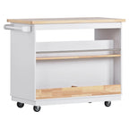 Grey Blue / White Two-Sided Kitchen Island Cart on Wheels, with Storage