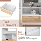 Grey Blue / White Two-Sided Kitchen Island Cart on Wheels, with Storage