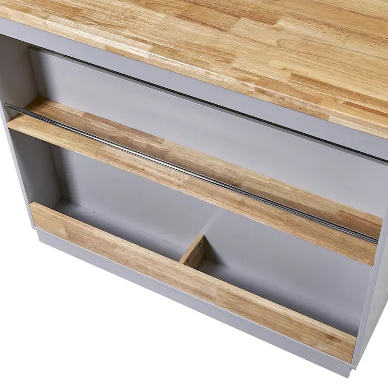 Grey Blue / White Two-Sided Kitchen Island Cart on Wheels, with Storage