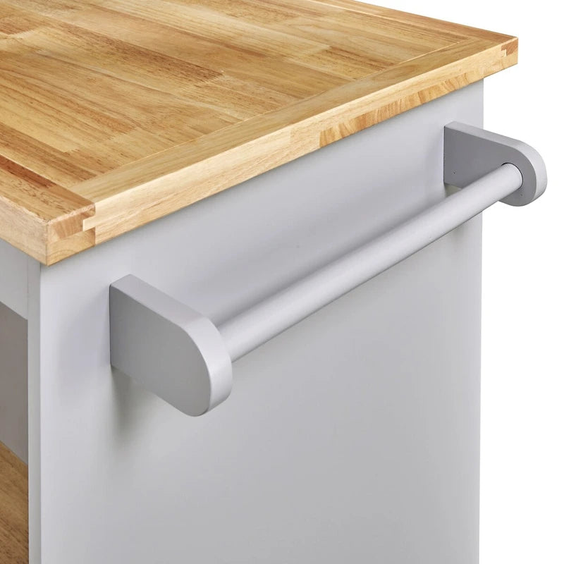 Grey Blue / White Two-Sided Kitchen Island Cart on Wheels, with Storage