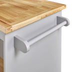 Grey Blue / White Two-Sided Kitchen Island Cart on Wheels, with Storage