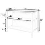 Walnut Rubberwood Kitchen Island with 2 Open Shelves, Seats 2