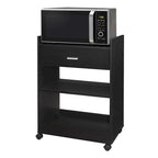 Black Kitchen Cart with Drawer & Shelves, Single-User