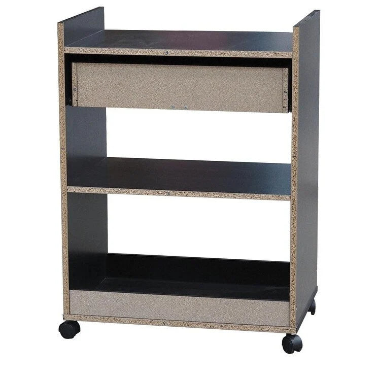 Black Kitchen Cart with Drawer & Shelves, Single-User