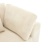 Grey / Beige Corduroy 3-Seater Sofa with Removable Back Cushions and Pillows