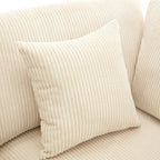 Grey / Beige Corduroy 3-Seater Sofa with Removable Back Cushions and Pillows