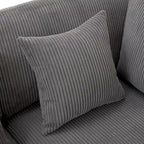 Grey / Beige Corduroy 3-Seater Sofa with Removable Back Cushions and Pillows