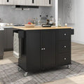 Black / White / Blue Rolling Kitchen Island with Drop Leaf, Seats 2