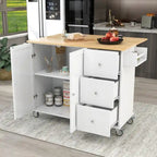 Rolling Kitchen Island with Solid Wood Top and Locking Wheels,Drop Leaf