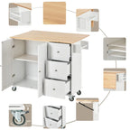 Black / White / Blue Rolling Kitchen Island with Drop Leaf, Seats 2