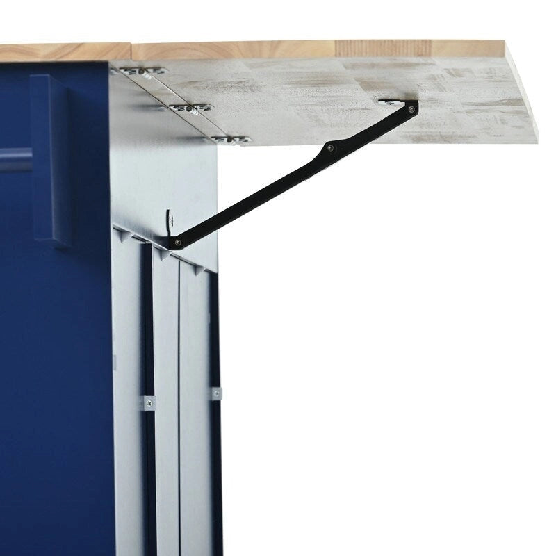Black / White / Blue Rolling Kitchen Island with Drop Leaf, Seats 2