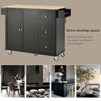 Black / White / Blue Rolling Kitchen Island with Drop Leaf, Seats 2