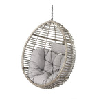 Outdoor Garden Rattan Egg Swing Chair Hanging Chair with Fabric Cushion,NO STAND BASKET ONLY