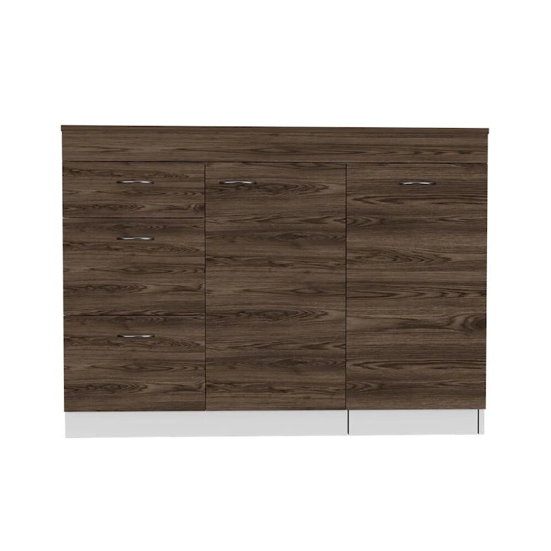 Multi-Color Stationary Kitchen Base Cabinet with 3 Drawers & Wood Top