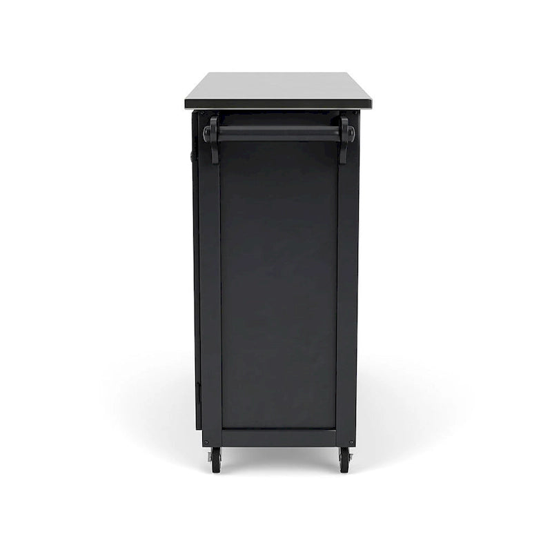 Black Kitchen Cart with Stainless Steel Top, Single User
