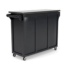 Black Kitchen Cart with Stainless Steel Top, Single User