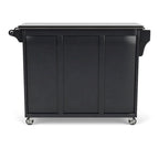 Black Kitchen Cart with Stainless Steel Top, Single User